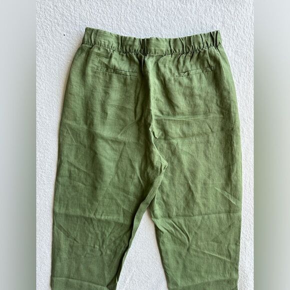 ZARA Women's Linen Olive Green Trousers Pants Size medium - Picture 10 of 11